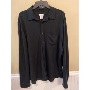 Daniel Hechter Paris Soft Stretch Modal Black Button Up Long Sleeve Men Sz L NWT